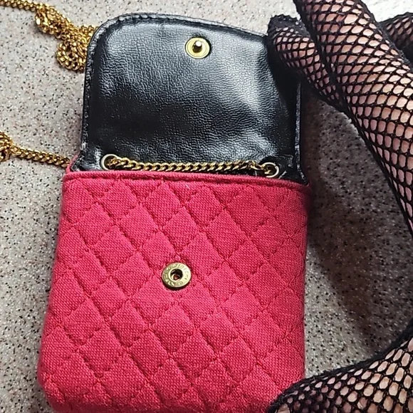 Chanel Red Cloth Front Flap Micro Gold Chain Purse Bag - Picture 6 of 8